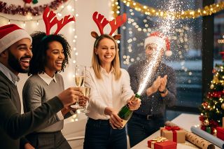 Foto: Personen bei Weihnachtsfeier